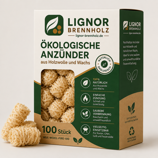 Ökologische Anzünder aus Holzwolle und Wachs – 100 Stück