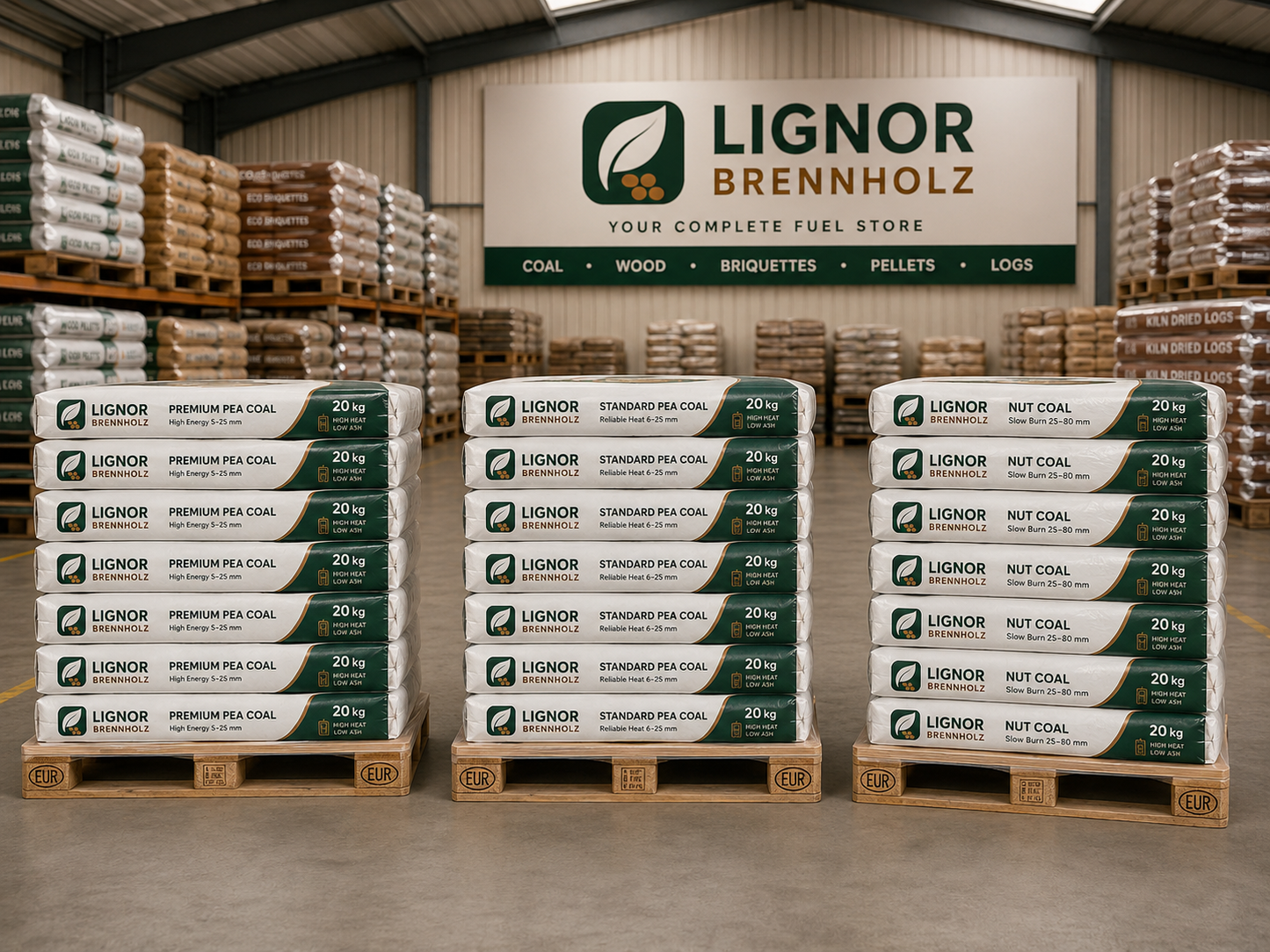 Steinkohle Nuss 25–80 mm, 26–28 MJ/kg – Palette 1.000 kg (50 × 20 kg)