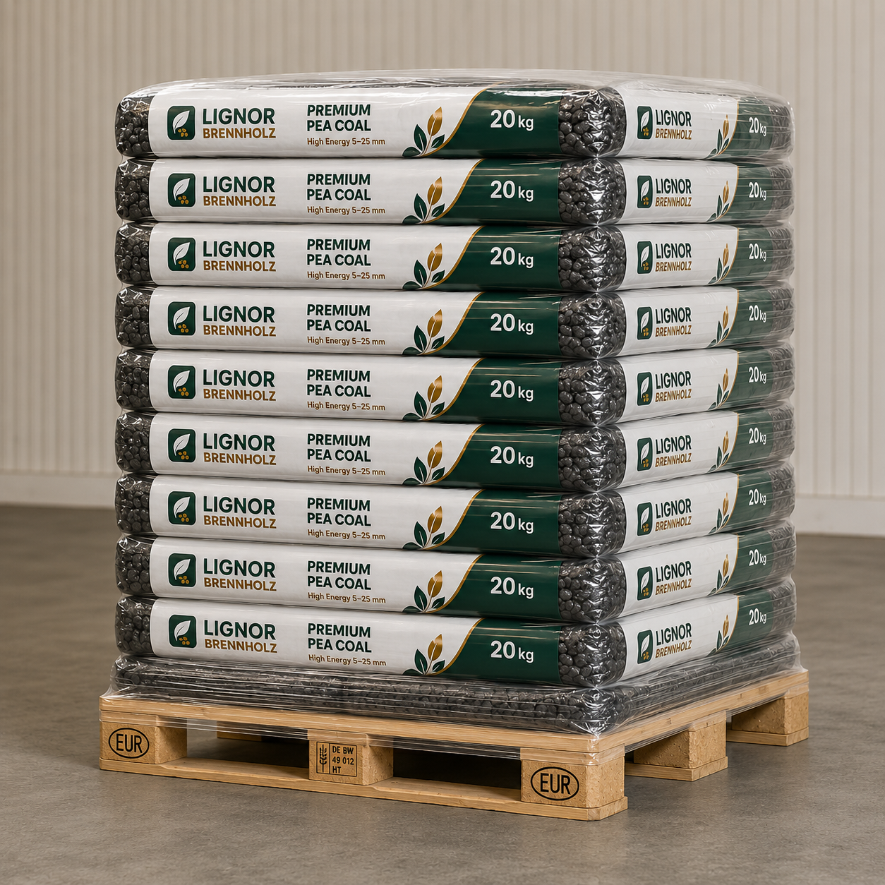 Premium-Steinkohle 5–25 mm, 27–29 MJ/kg – Palette 1.000 kg (50 × 20 kg)