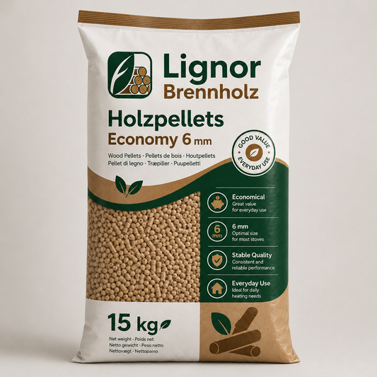 Holzpellets Economy 6 mm – Palette 990 kg (66 × 15 kg)