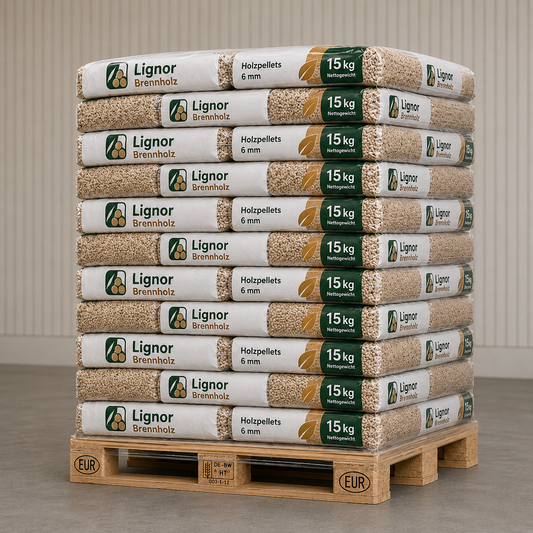 Holzpellets Economy 6 mm – Palette 990 kg (66 × 15 kg)