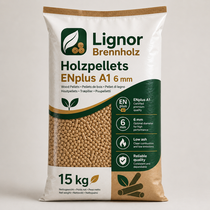 Holzpellets ENplus A1 6 mm – Palette 990 kg (66 × 15 kg)
