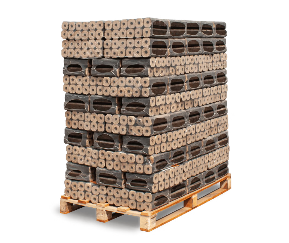Heizfuxx PiniKay Octagon Hartholzbriketts – 960 kg Palette (96 × 10 kg)