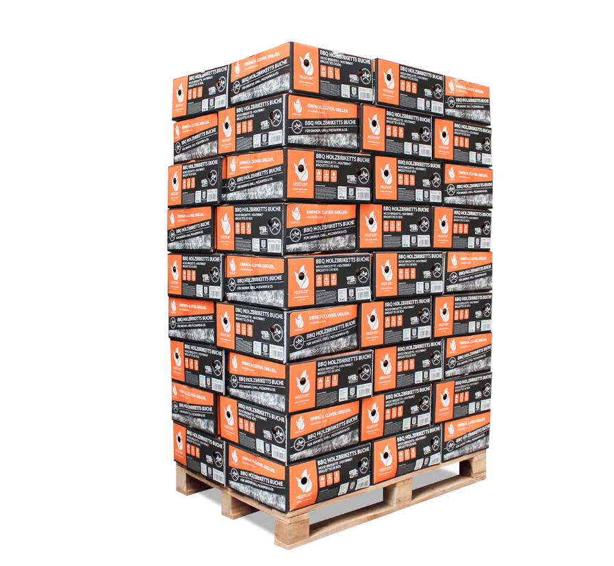 Heizfuxx BBQ Buchenholzbriketts – 648 kg Palette (36 × 18 kg)
